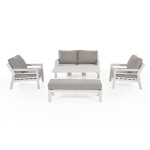 New York 2 Seat Sofa Set with Rising Table / White New York 2 Seat Sofa Set with Rising Table / White