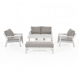 New York 2 Seat Sofa Set with Rising Table / White