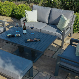 New York 2 Seat Sofa Set with Rising Table / Grey New York 2 Seat Sofa Set with Rising Table / Grey