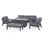 New York 3 Seat Sofa Dining Set with Fire Pit Table / Grey New York 3 Seat Sofa Dining Set with Fire Pit Table / Grey