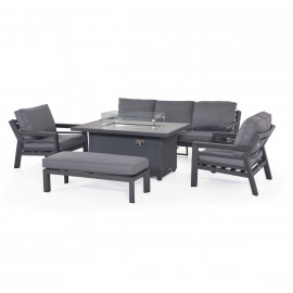 New York 3 Seat Sofa Dining Set with Fire Pit Table / Grey