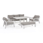 New York 3 Seat Sofa Set with Rising Table / White New York 3 Seat Sofa Set with Rising Table / White