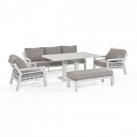 New York 3 Seat Sofa Set with Rising Table / White