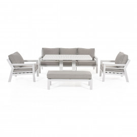 New York 3 Seat Sofa Set with Rising Table / White New York 3 Seat Sofa Set with Rising Table / White