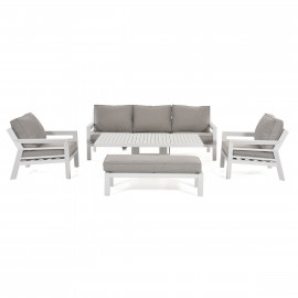 New York 3 Seat Sofa Set with Rising Table / White New York 3 Seat Sofa Set with Rising Table / White