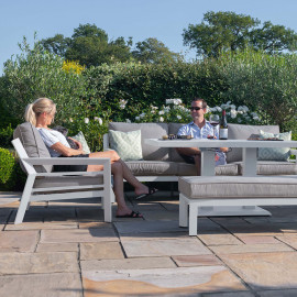 New York 3 Seat Sofa Set with Rising Table / White New York 3 Seat Sofa Set with Rising Table / White