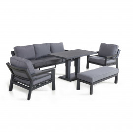 New York 3 Seat Sofa Set with Rising Table / Grey