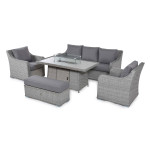 Ascot 3 Seat Sofa Dining Set with Fire Pit Ascot 3 Seat Sofa Dining Set with Fire Pit