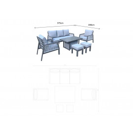 BETTINA Sofa Dining Set Grey