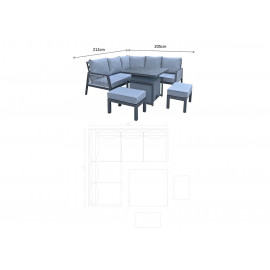 BETTINA Corner Dining Set Grey