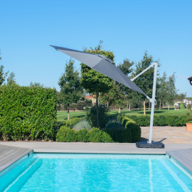 Zeus LED 3.5M Round Cantilever Parasol / Grey