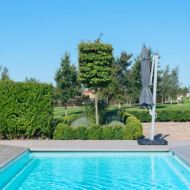 Zeus LED 3.5M Round Cantilever Parasol / Grey