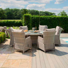 Cotswold Reclining 6 Seat Round Dining Set Cotswold Reclining 6 Seat Round Dining Set