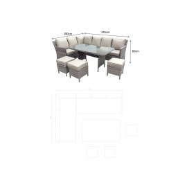 EDWINA Corner Dining Multi Grey Wicker