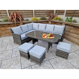 EDWINA Corner Dining Multi Grey Wicker