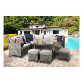 EDWINA Corner Dining 3 Wicker Special Grey