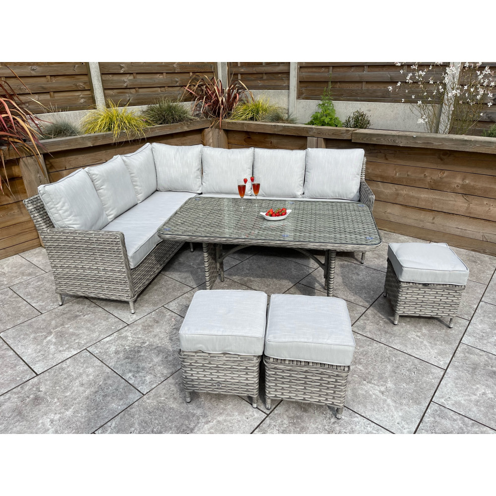 EDWINA Corner Dining 3 Wicker Special Grey