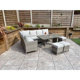 EDWINA Corner Dining 3 Wicker Special Grey