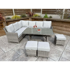 EDWINA Corner Dining 3 Wicker Special Grey