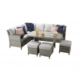 EDWINA Corner Dining 3 Wicker Special Grey