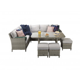 EDWINA Corner Dining 3 Wicker Special Grey