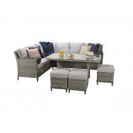 EDWINA Corner Dining 3 Wicker Special Grey
