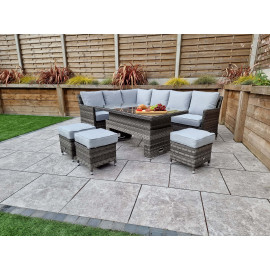 EDWINA Corner Dining with Lift Table Multi Grey Wicker