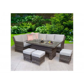 EDWINA Corner Dining with Lift Table Multi Grey Wicker