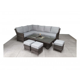 EDWINA Corner Dining with Lift Table Multi Grey Wicker