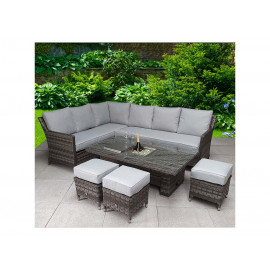 EDWINA Corner Dining with Lift Table Multi Grey Wicker