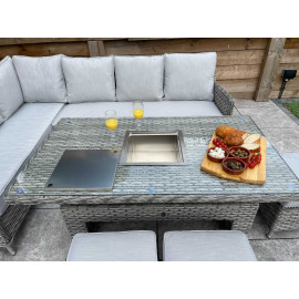 EDWINA Corner Dining with Lift Table 3 Wicker Special Grey EDWINA Corner Dining with Lift Table 3 Wicker Special Grey