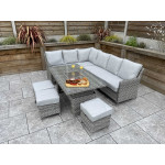 EDWINA Corner Dining with Lift Table 3 Wicker Special Grey EDWINA Corner Dining with Lift Table 3 Wicker Special Grey