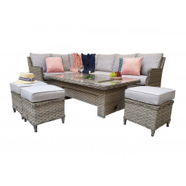 EDWINA Corner Dining with Lift Table 3 Wicker Special Grey EDWINA Corner Dining with Lift Table 3 Wicker Special Grey