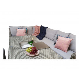 EDWINA Corner Dining with Lift Table 3 Wicker Special Grey EDWINA Corner Dining with Lift Table 3 Wicker Special Grey