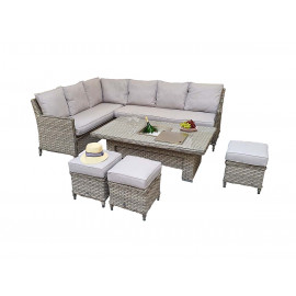 EDWINA Corner Dining with Lift Table 3 Wicker Special Grey EDWINA Corner Dining with Lift Table 3 Wicker Special Grey