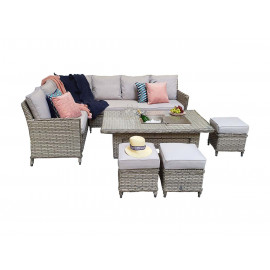 EDWINA Corner Dining with Lift Table 3 Wicker Special Grey EDWINA Corner Dining with Lift Table 3 Wicker Special Grey