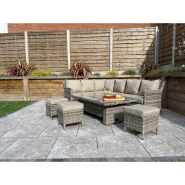 EDWINA Corner Dining with Lift Table Mixed Nature Weave EDWINA Corner Dining with Lift Table Mixed Nature Weave