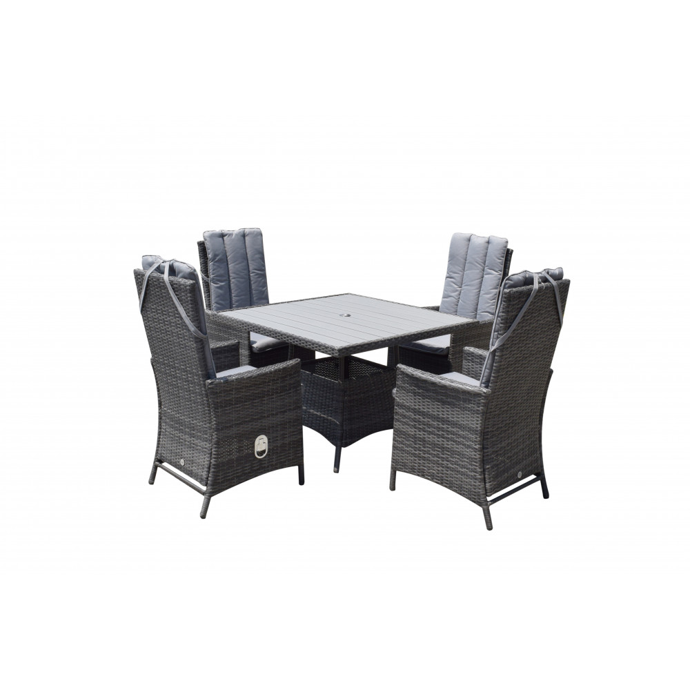 EMILY 4 Seat Square dining set with HDPE wood effect Top EMILY 4 Seat Square dining set with HDPE wood effect Top