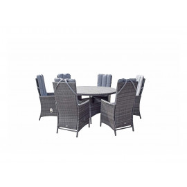 EMILY 6 Seat Round dining set with HDPE wood effect Top EMILY 6 Seat Round dining set with HDPE wood effect Top