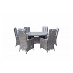 EMILY 6 Seat Round dining set with HDPE wood effect Top EMILY 6 Seat Round dining set with HDPE wood effect Top