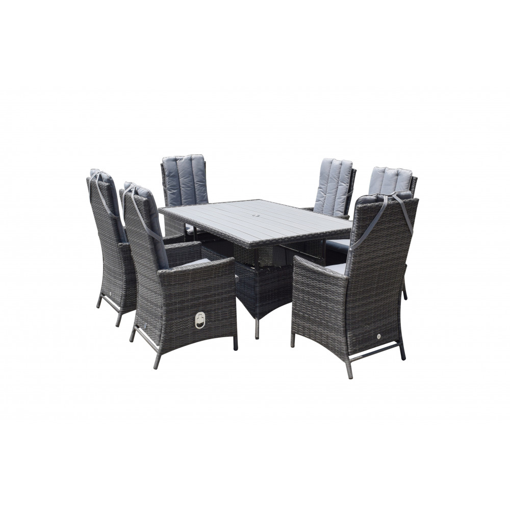 EMILY 6 Seater Rectangular dining Set with HDPE wood effect top EMILY 6 Seater Rectangular dining Set with HDPE wood effect top