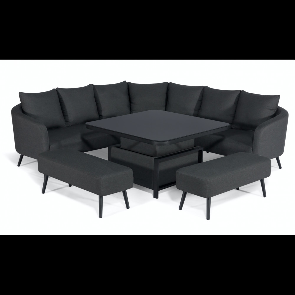 Ambition Square Corner Dining Set with Rising Table / Charcoal Ambition Square Corner Dining Set with Rising Table / Charcoal