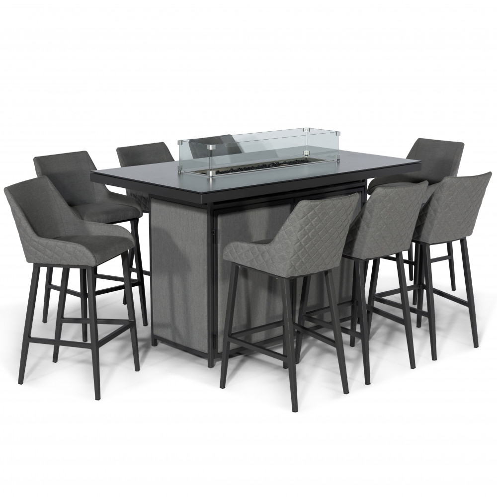 Regal 8 Seat Rectangular Fire Pit Bar Set / Flanelle Regal 8 Seat Rectangular Fire Pit Bar Set / Flanelle