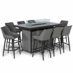 Regal 8 Seat Rectangular Fire Pit Bar Set / Flanelle Regal 8 Seat Rectangular Fire Pit Bar Set / Flanelle