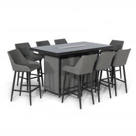 Regal 8 Seat Rectangular Fire Pit Bar Set / Flanelle Regal 8 Seat Rectangular Fire Pit Bar Set / Flanelle