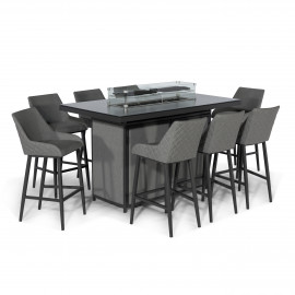 Regal 8 Seat Rectangular Fire Pit Bar Set / Flanelle Regal 8 Seat Rectangular Fire Pit Bar Set / Flanelle