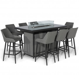 Regal 8 Seat Rectangular Fire Pit Bar Set / Flanelle Regal 8 Seat Rectangular Fire Pit Bar Set / Flanelle