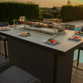 Regal 8 Seat Rectangular Fire Pit Bar Set / Flanelle Regal 8 Seat Rectangular Fire Pit Bar Set / Flanelle