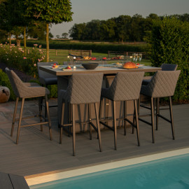 Regal 8 Seat Rectangular Fire Pit Bar Set / Flanelle Regal 8 Seat Rectangular Fire Pit Bar Set / Flanelle