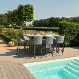 Regal 8 Seat Rectangular Fire Pit Bar Set / Flanelle Regal 8 Seat Rectangular Fire Pit Bar Set / Flanelle